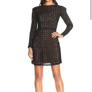 Dress the Population Women’s Collins Dress Black/Nude Sequin Sz XXS